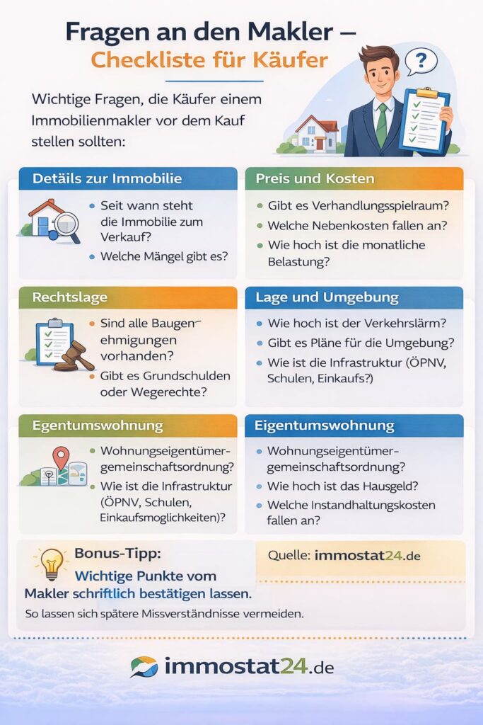 Checkliste: Welche Fragen sollte man dem Makler stellen?