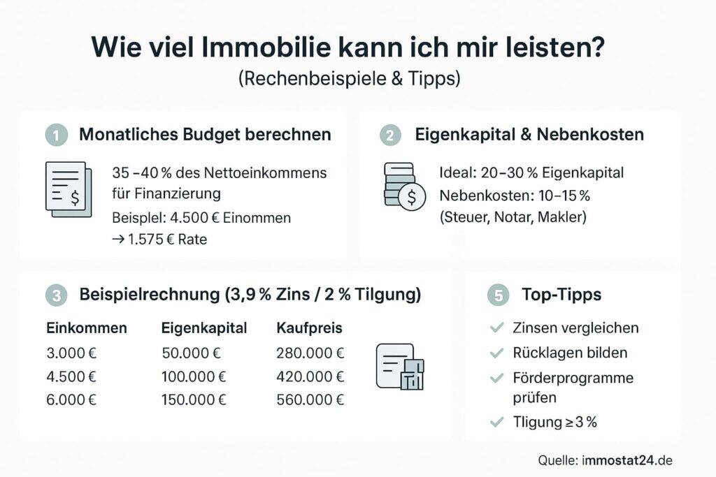 🏡 Wie viel Immobilie kann ich mir leisten? – Rechenbeispiele, Tipps & realistische Einschätzungen