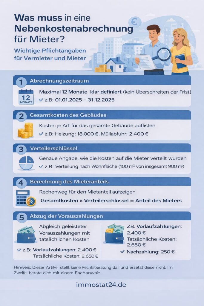 Was muss in eine Nebenkostenabrechnung für Mieter