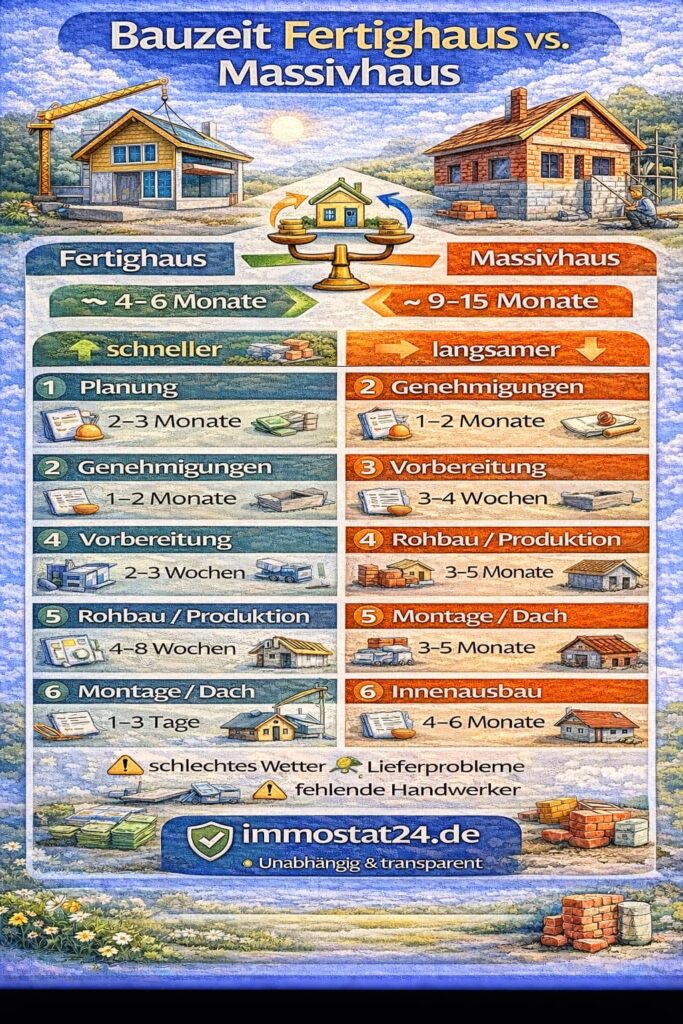 Bauzeit Fertighaus vs. Massivhaus – wie lange dauert es?