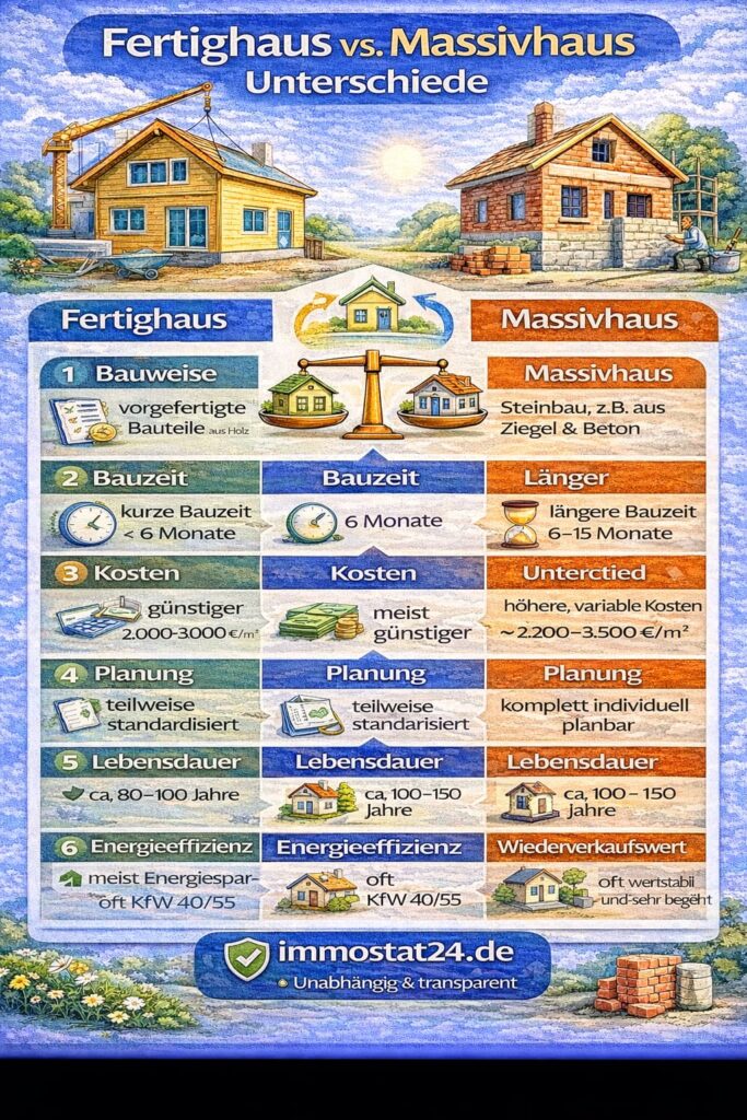 Fertighaus vs. Massivhaus – die wichtigsten Unterschiede