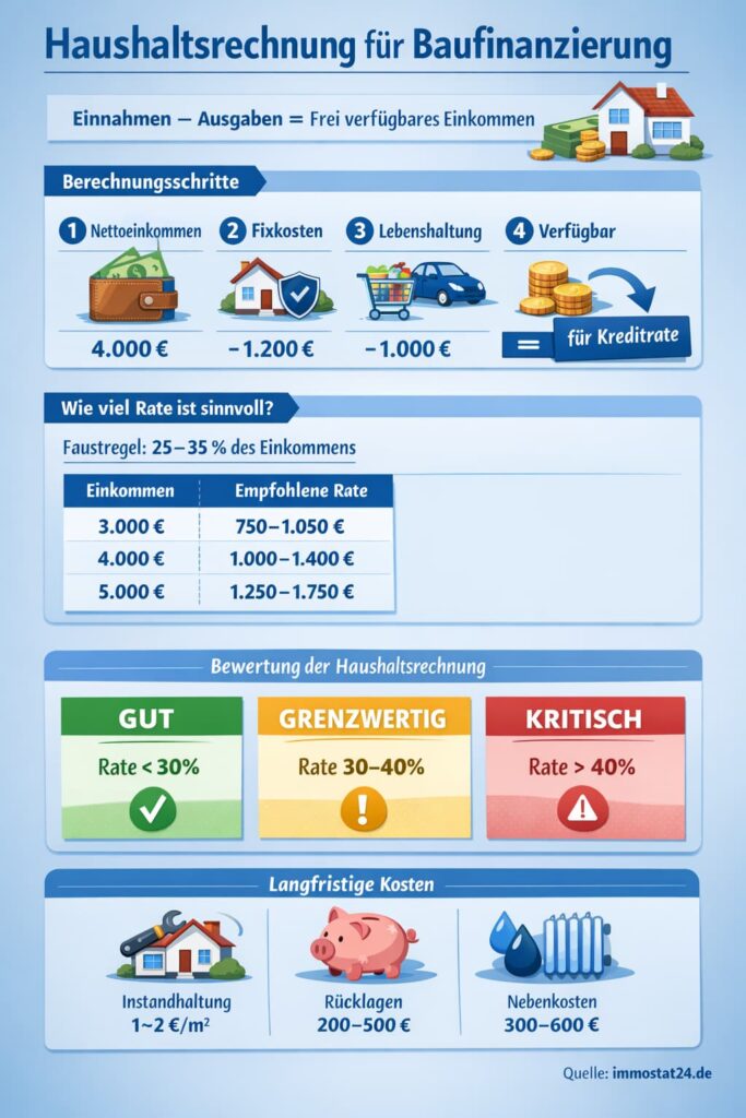 Haushaltsrechnung für Baufinanzierung – Beispiel & Berechnung