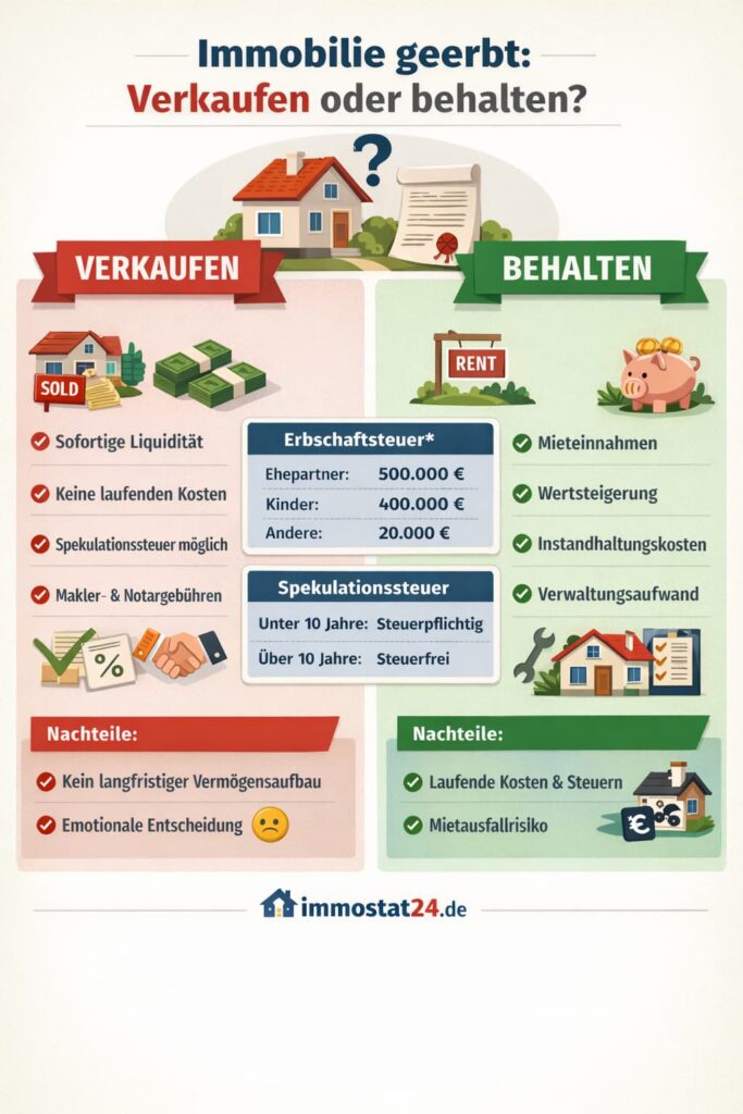 Immobilie geerbt – verkaufen oder behalten? Steuern, Tipps & Kosten