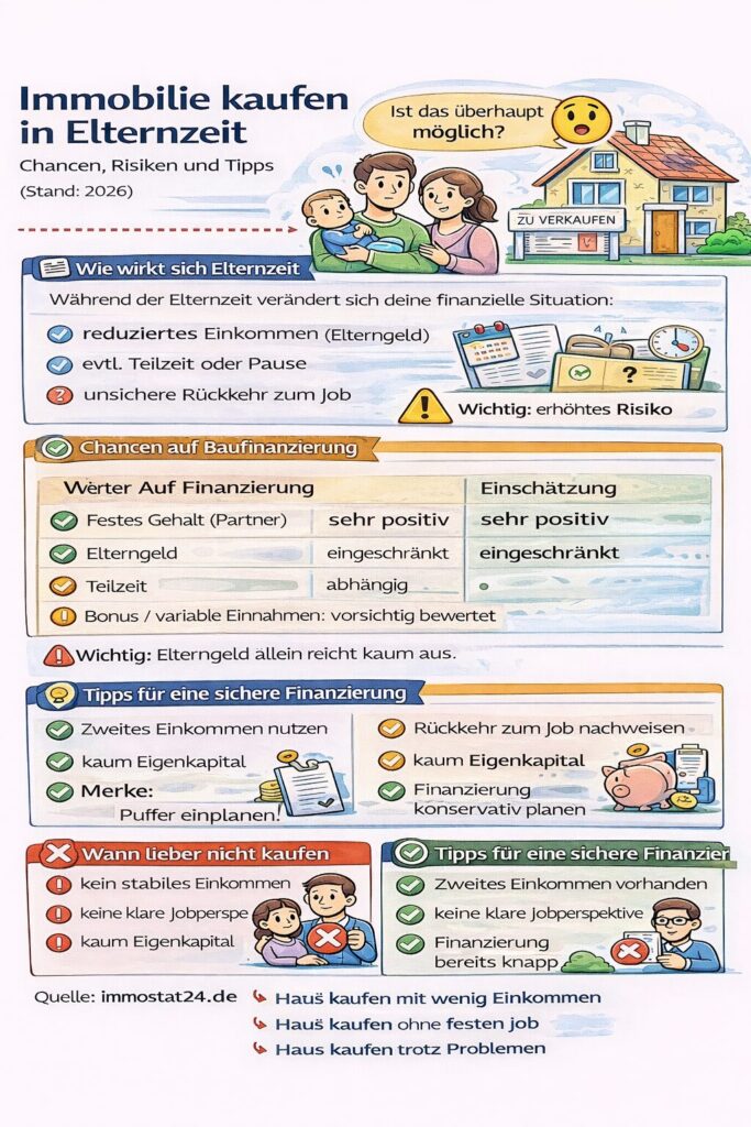 Immobilie kaufen in Elternzeit: Ist das möglich? Chancen und Risiken
