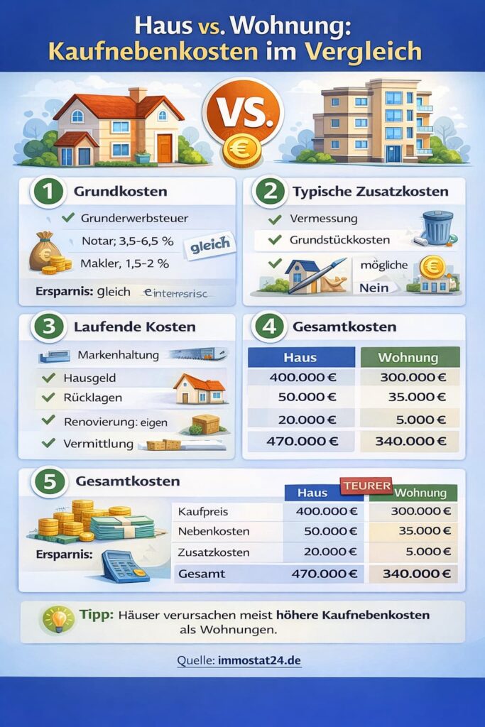 Kaufnebenkosten beim Haus vs. Wohnung – alle Unterschiede im Überblick
