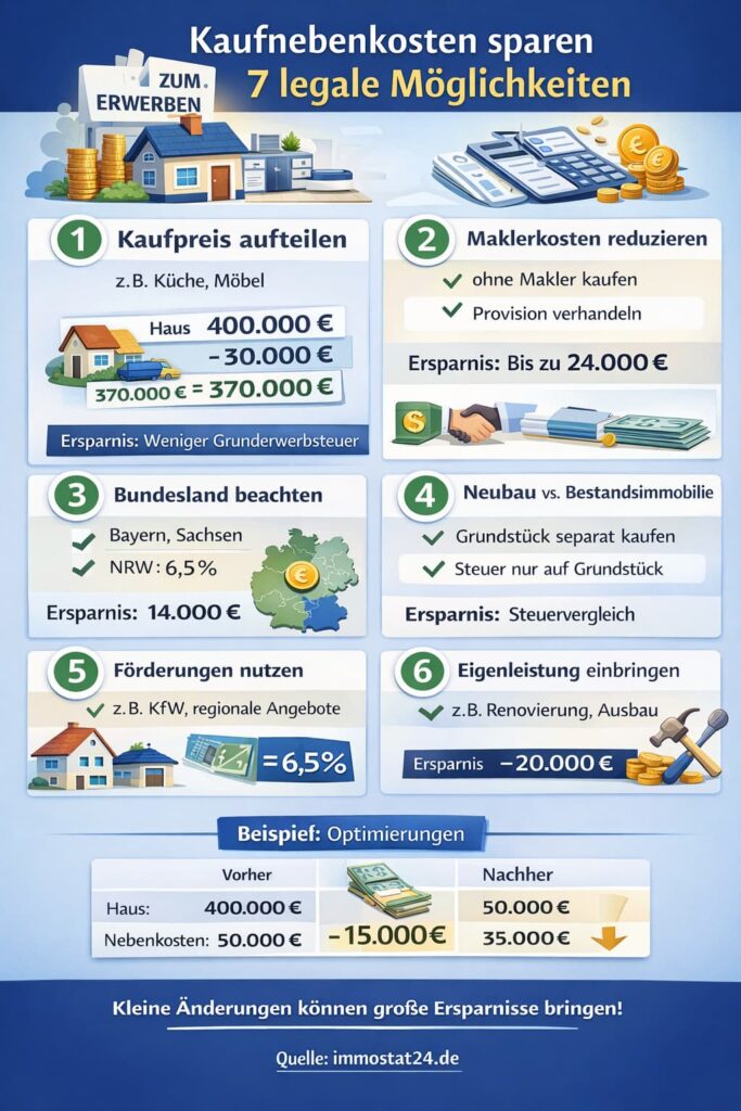 Kaufnebenkosten sparen – 7 legale Möglichkeiten