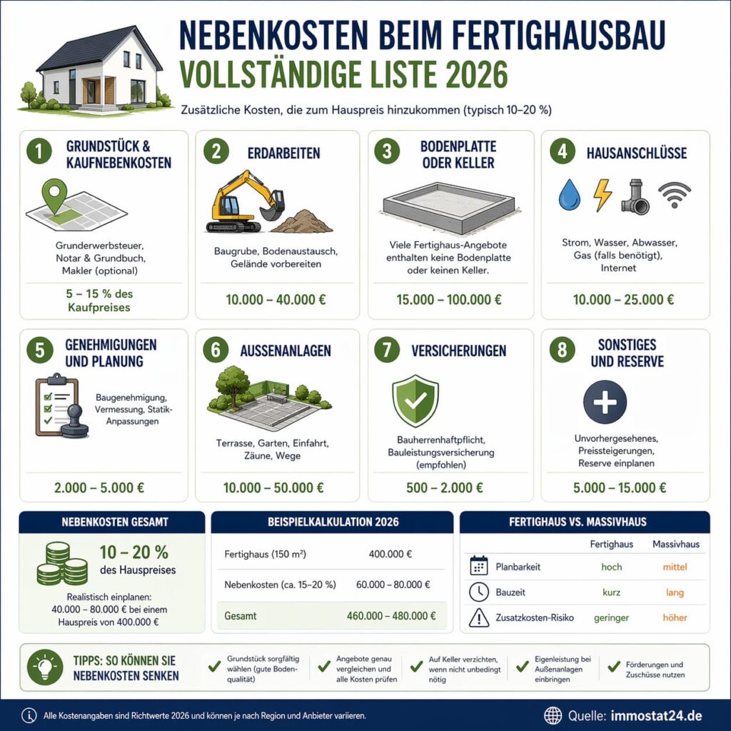 Nebenkosten beim Fertighausbau – vollständige Liste