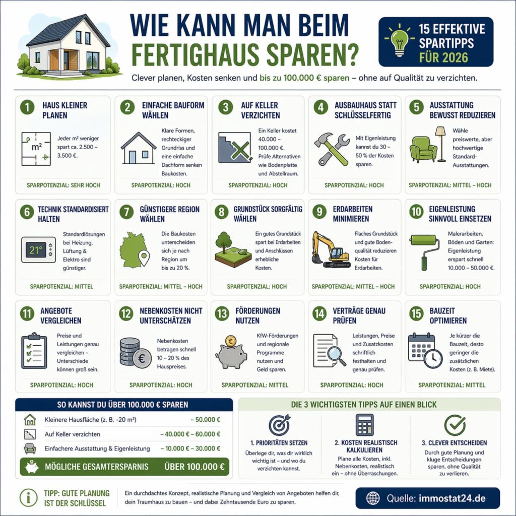 Wie kann man beim Fertighaus sparen? – 15 effektive Spartipps